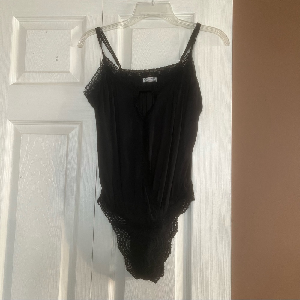 Intimately Free People Black Lace Bodysuit Small